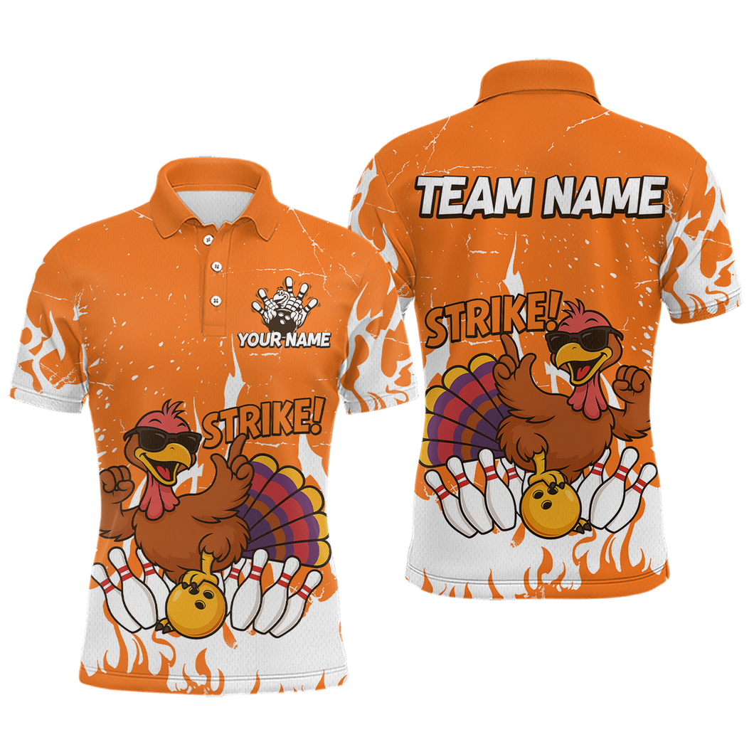 Custom Orange Funny Turkey Bowling Jersey for Men Thanksgiving Bowling Team Shirts HNT115