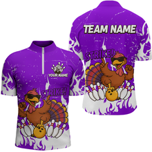 Load image into Gallery viewer, Custom Purple Funny Turkey Bowling Jersey for Men Thanksgiving Bowling Team Shirts HNT115
