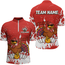 Load image into Gallery viewer, Custom Red Funny Turkey Bowling Jersey for Men Thanksgiving Bowling Team Shirts HNT115