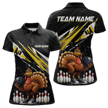 Load image into Gallery viewer, Custom Yellow Funny Turkey Bowling Jersey for Women Thanksgiving Bowling Shirts Polo &amp; 1/4 Zip HNT117