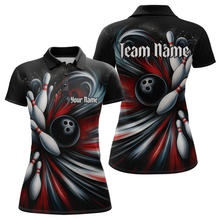 Load image into Gallery viewer, Custom Black Red Bowling Jersey for Women Custom Team Bowling Shirts Polo &amp; 1/4 Zip HNT120