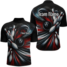Load image into Gallery viewer, Custom Black Red Bowling Jersey for Men Custom Team Bowling Shirts Polo &amp; 1/4 Zip HNT120