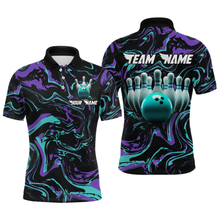 Load image into Gallery viewer, Turquoise Bowling Custom Men Bowling Shirt Polo &amp; Quarter-Zip Bowling Team Jerseys HNT48