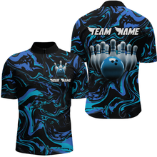 Load image into Gallery viewer, Blue Bowling Custom Men Bowling Shirt Polo &amp; Quarter-Zip Bowling Team Jerseys HNT48