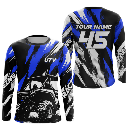 Blue UTV Motocross Shirt Kid Men Women UPF30+ Off-Road UTV Racing Jersey DNT28
