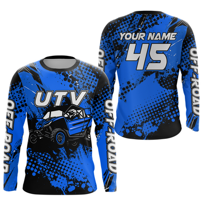 Blue UTV Motocross Shirt Kid Men Women UPF30+ Custom Off-Road UTV Racing Jersey DNT30