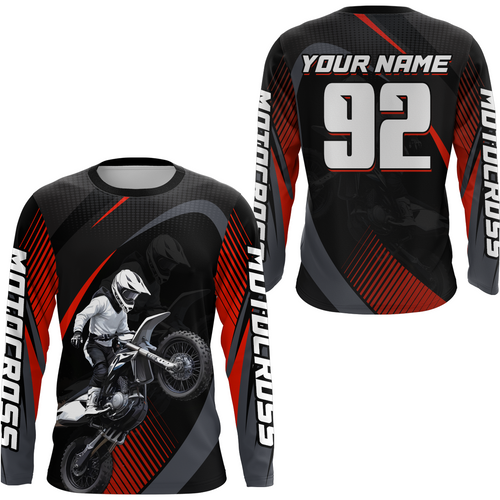 Custom Red Motocross Shirts Racing Jersey UPF30+ Dirt Bike Jersey Kid Men Women DNT07