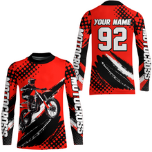 Load image into Gallery viewer, Personalized Red Racing Jersey Motocross for Men Women Kid Upf30+ Youth Off-Road Racing Jersey DNT02