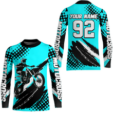 Load image into Gallery viewer, Personalized Turquoise Racing Jersey Motocross for Men Women Kid Upf30+ Youth Off-Road Racing Jersey DNT02