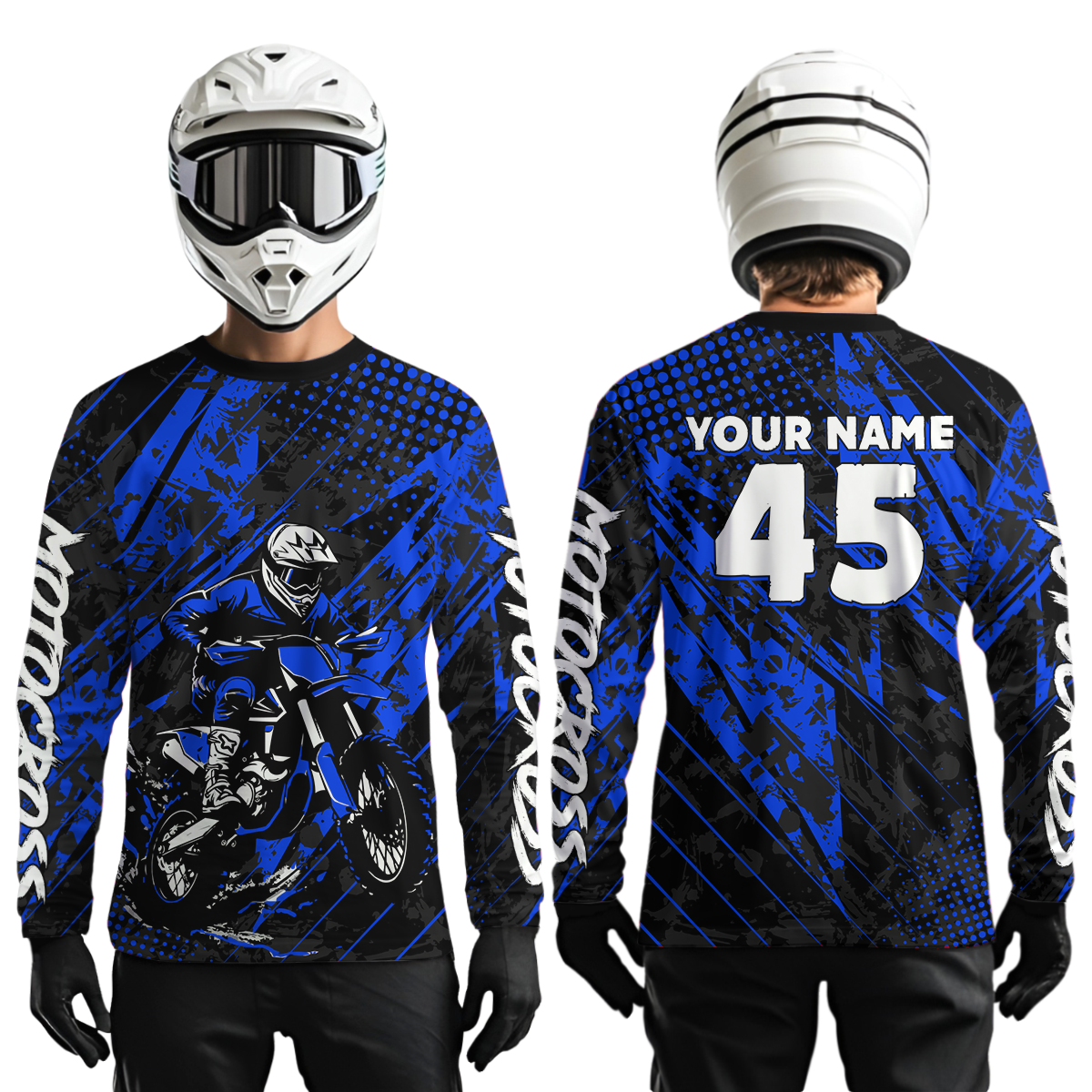 Blue Youth Motocross Shirts Custom Dirt Bike Racing Jersey for Kid Men Women UPF30+ DNT19