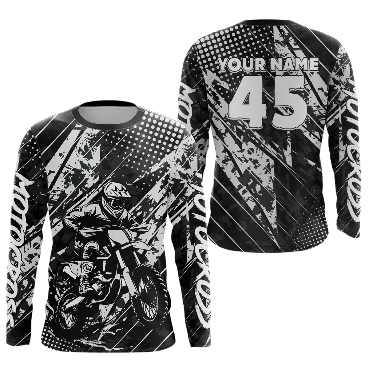 Black Youth Motocross Shirts Custom Dirt Bike Racing Jersey for Kid Men Women UPF30+ DNT19