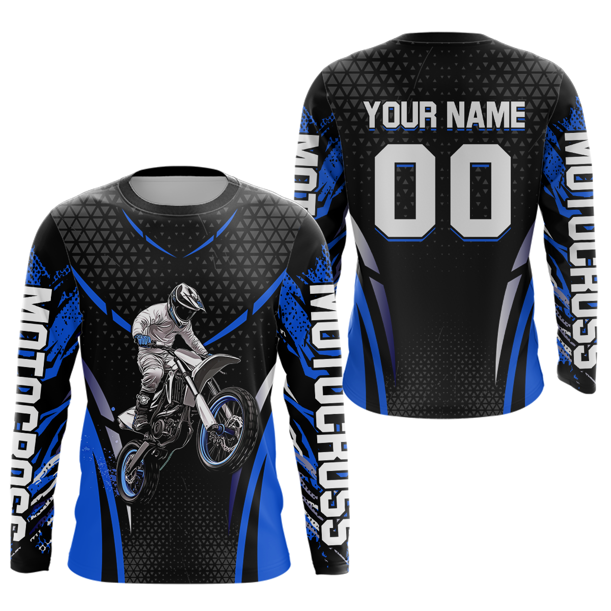 Blue Motocross Jersey UPF30+ Youth Motorcycle Shirt Dirt Bike Jersey Kid Men Women DNT53