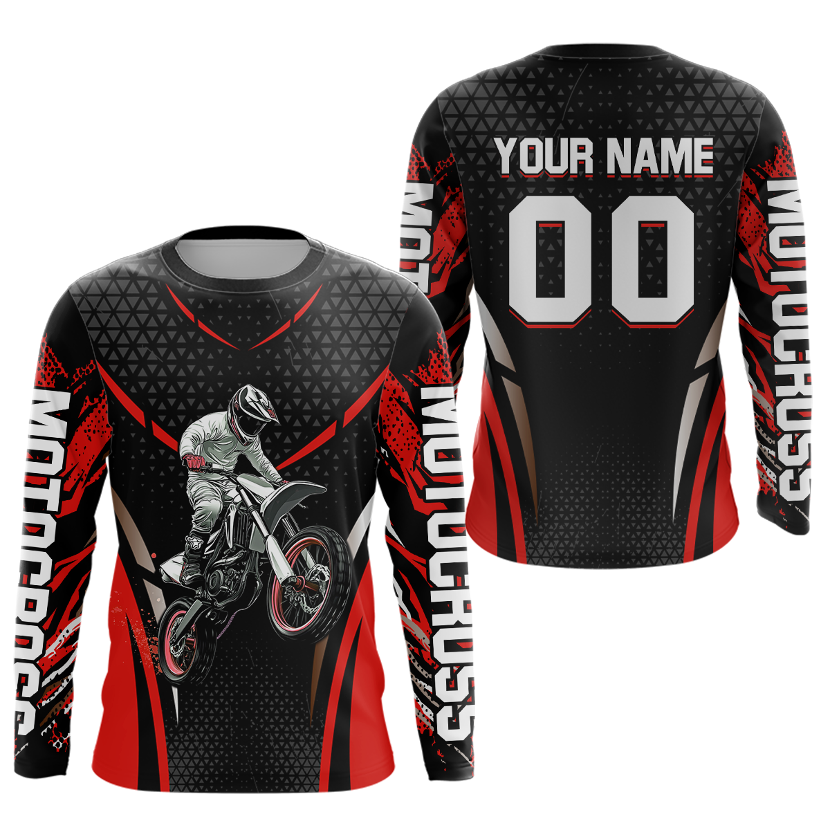 Red Motocross Jersey UPF30+ Youth Motorcycle Shirt Dirt Bike Jersey Kid Men Women DNT53