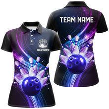 Load image into Gallery viewer, Purple Galaxy Bowling Jersey Men Women Custom Bowling Team Shirts Unisex Bowling Polo Quarter-zip CP28