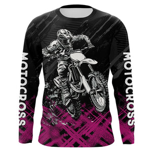 Adult&Kid Pink Custom Dirt Bike Jersey Motocross Jersey Upf30+ Motocross Shirt| CTP87