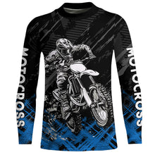 Load image into Gallery viewer, Adult&amp;Kid Blue Custom Dirt Bike Jersey Motocross Jersey Upf30+ Motocross Shirt| CTP87