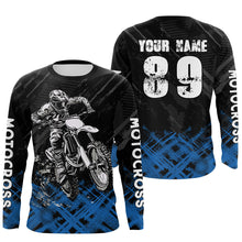 Load image into Gallery viewer, Adult&amp;Kid Blue Custom Dirt Bike Jersey Motocross Jersey Upf30+ Motocross Shirt| CTP87
