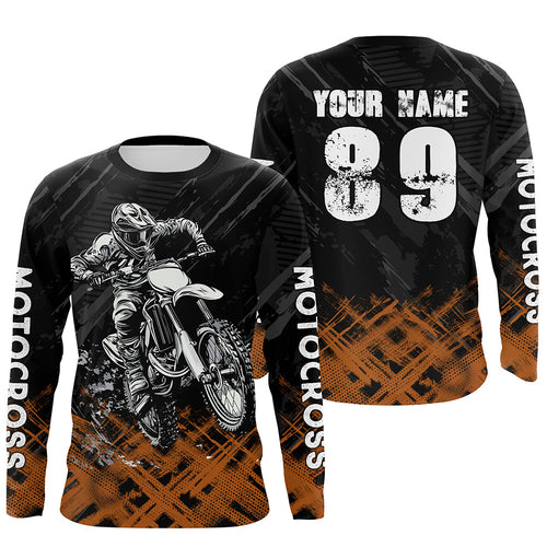 Adult&Kid Orange Custom Dirt Bike Jersey Motocross Jersey Upf30+ Motocross Shirt| CTP87