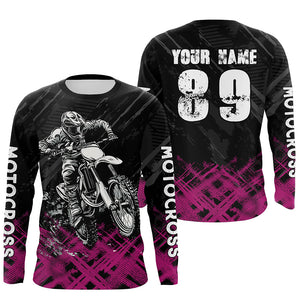 Adult&Kid Pink Custom Dirt Bike Jersey Motocross Jersey Upf30+ Motocross Shirt| CTP87