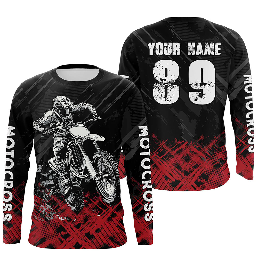 Adult&Kid Red Custom Dirt Bike Jersey Motocross Jersey Upf30+ Motocross Shirt| CTP87