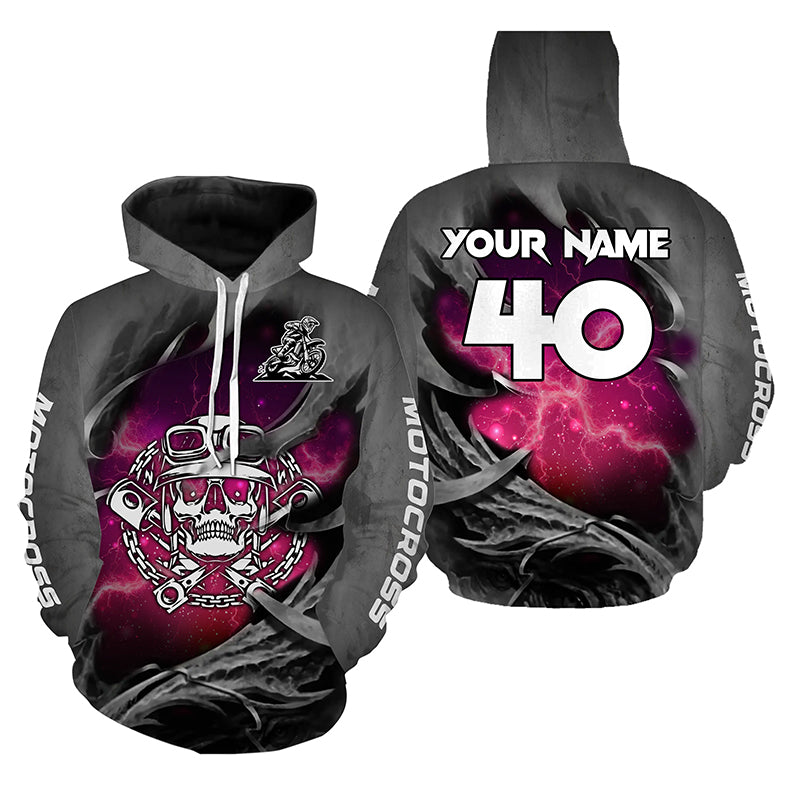 Adult&Kid Pink Skull Custom Dirt Bike Jersey Motocross Jersey Upf30+ Motocross Shirt| CTP86