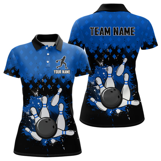Blue Bowling Jersey Men And Women Custom Bowling Shirts Unisex Polo Bowling Team Shirt CP06