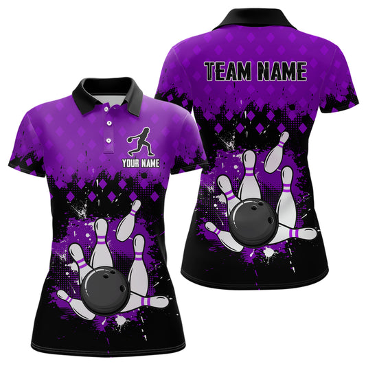 Purple Bowling Jersey Men And Women Custom Bowling Shirts Unisex Polo Bowling Team Shirt CP06