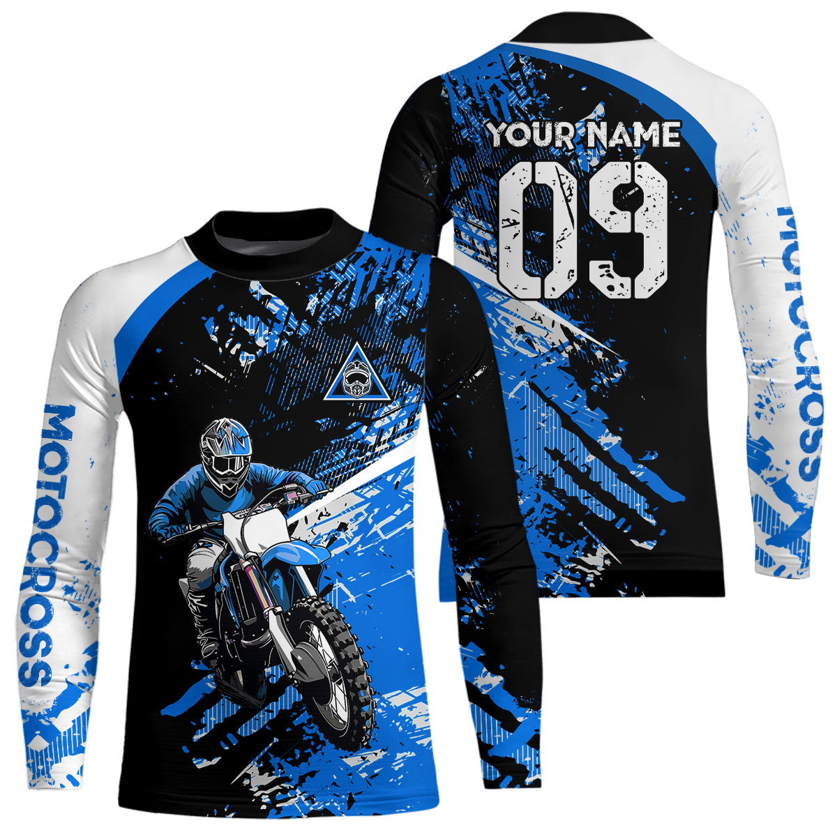 Adult&Kid Custom Motocross Jersey Blue UPF30+ MX Racing Biker Off-road Dirt Bike Racewear| CTP31