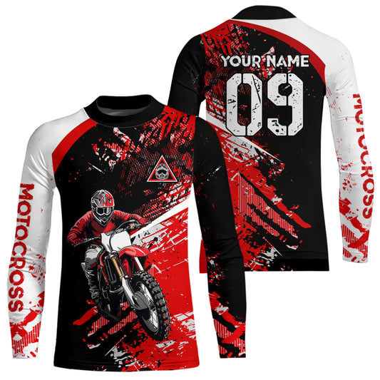 Adult&Kid Custom Motocross Jersey Red UPF30+ MX Racing Biker Off-road Dirt Bike Racewear| CTP31