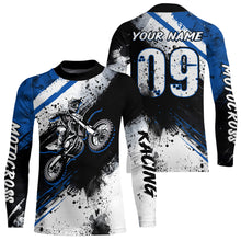Load image into Gallery viewer, Adult&amp;Kid blue custom dirt bike jersey Motocross jersey upf30+ mens women Motocross Shirt| CTP02