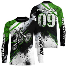 Load image into Gallery viewer, Adult&amp;Kid green custom dirt bike jersey Motocross jersey upf30+ mens women Motocross Shirt| CTP02