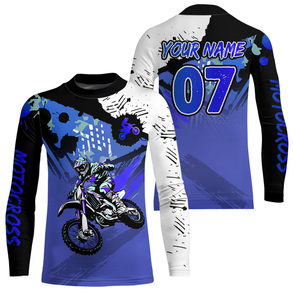 Custom Motocross Jersey Blue Dirt Bike Clothes Upf30+ Mens Women Motorcycle Jersey| CTP14