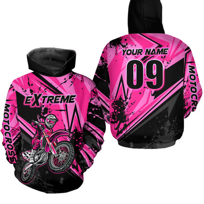 Custom Dirt Bike Jersey Pink Motocross Jersey Upf30+ Mens Women Extreme Racing Shirt| CTP29