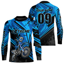 Load image into Gallery viewer, Custom Dirt Bike Jersey Blue Motocross Jersey Upf30+ Mens Women Extreme Racing Shirt| CTP29