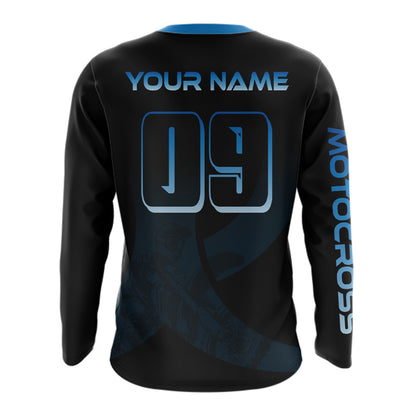 Custom Blue Dirt Bike Jersey Motocross Jersey Upf30+ Mens Women Off-Road Shirt| CTP85