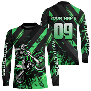 Adult&Kid Custom Green Dirt Bike Jersey Motocross Shirt Upf30+ Motocross Shirt| CTP96