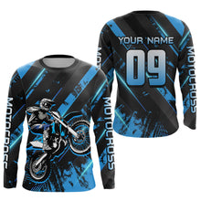 Load image into Gallery viewer, Adult&amp;Kid Custom Blue Dirt Bike Jersey Motocross Shirt Upf30+ Motocross Shirt| CTP96