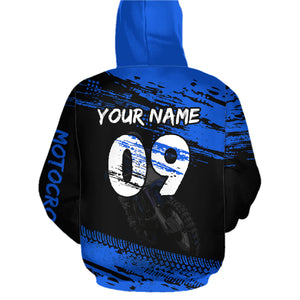 Adult&Kid Blue Custom Dirt Bike Jersey Motocross Jersey Upf30+ Motocross Shirt| CTP88