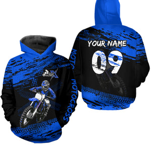 Adult&Kid Blue Custom Dirt Bike Jersey Motocross Jersey Upf30+ Motocross Shirt| CTP88