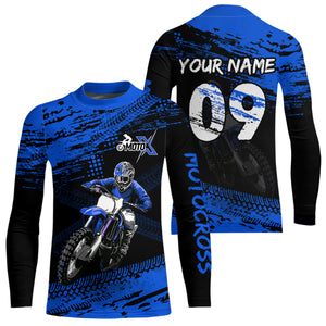 Adult&Kid Blue Custom Dirt Bike Jersey Motocross Jersey Upf30+ Motocross Shirt| CTP88