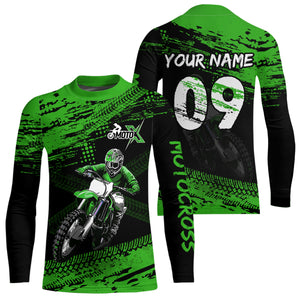 Adult&Kid Green Custom Dirt Bike Jersey Motocross Jersey Upf30+ Motocross Shirt| CTP88