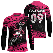 Load image into Gallery viewer, Adult&amp;Kid Pink Custom Dirt Bike Jersey Motocross Jersey Upf30+ Motocross Shirt| CTP88