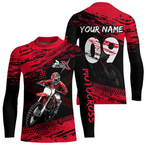 Adult&Kid Red Custom Dirt Bike Jersey Motocross Jersey Upf30+ Motocross Shirt| CTP88