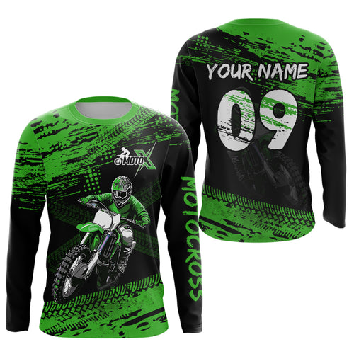 Adult&Kid Green Custom Dirt Bike Jersey Motocross Jersey Upf30+ Motocross Shirt| CTP88