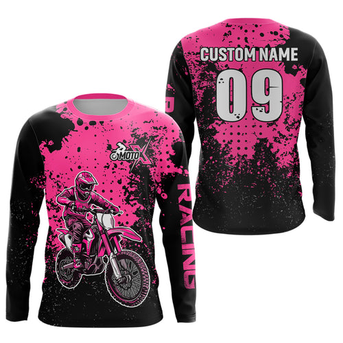 Custom Pink Motocross Jersey for Men Women Upf30+ Dirt Bike Shirt Motorcycle Jersey| CTP11