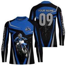 Load image into Gallery viewer, Adult&amp;Kid Blue Custom Dirt Bike Jersey Motocross Jersey Upf30+ Motocross Shirt| CTP74