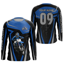 Load image into Gallery viewer, Adult&amp;Kid Blue Custom Dirt Bike Jersey Motocross Jersey Upf30+ Motocross Shirt| CTP74