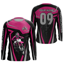 Load image into Gallery viewer, Adult&amp;Kid Pink Custom Dirt Bike Jersey Motocross Jersey Upf30+ Motocross Shirt| CTP74