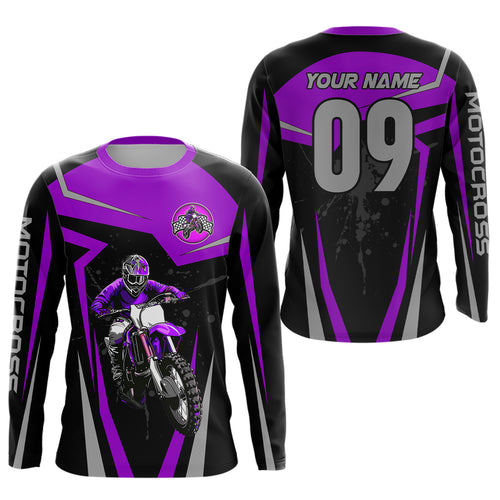 Adult&Kid Purple Custom Dirt Bike Jersey Motocross Jersey Upf30+ Motocross Shirt| CTP74