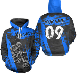 Adult&Kid Blue Custom Dirt Bike Jersey Extreme Motocross Shirt Mens Women| CTP97